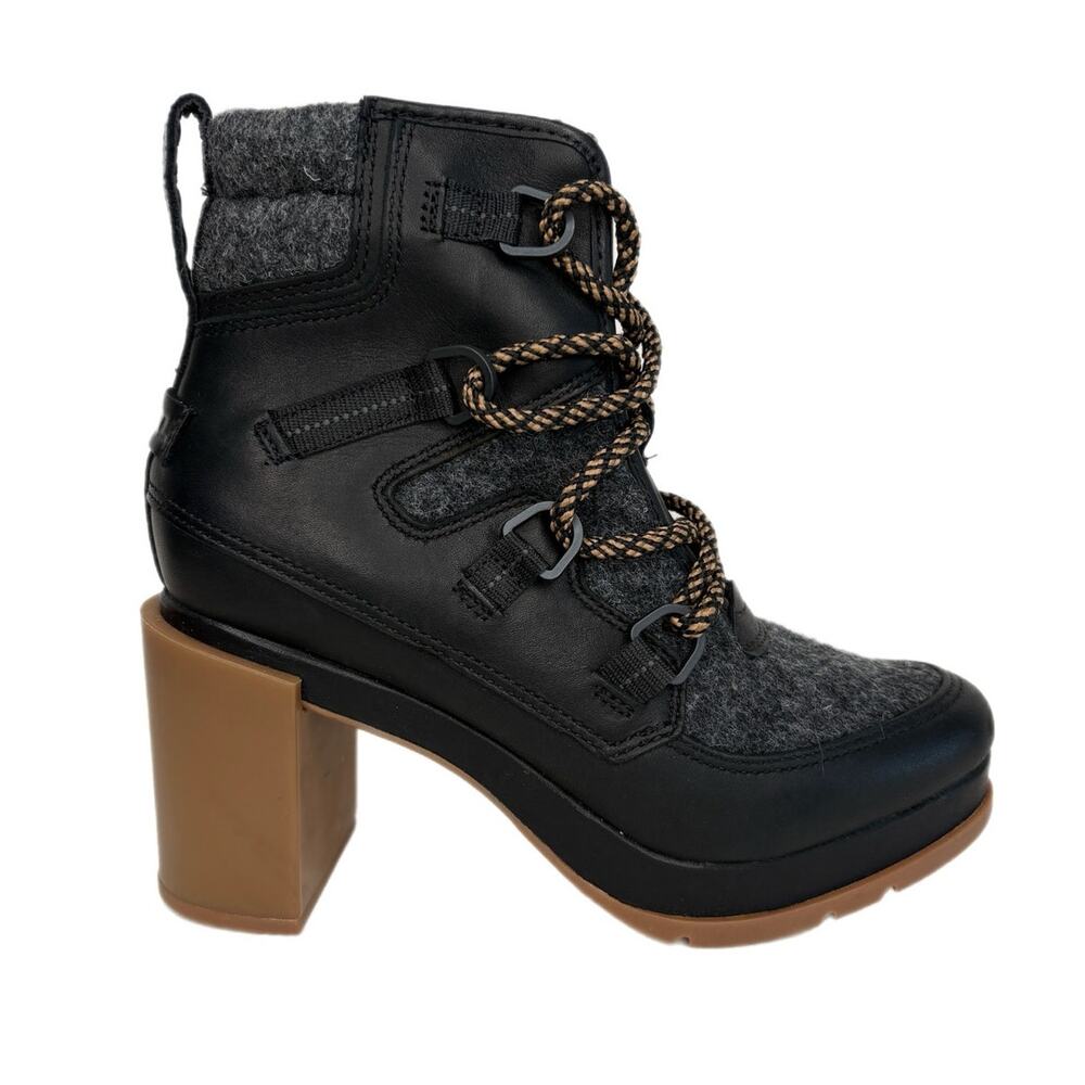 Sorel Blake Boot Lace Up Leather Felt Block Heel - Women's Size 6.5